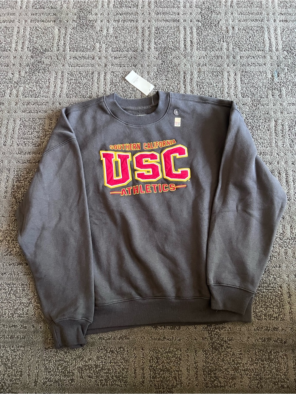 Hollister Gray Crewneck Sweatshirt with Red and Gold USC Logo